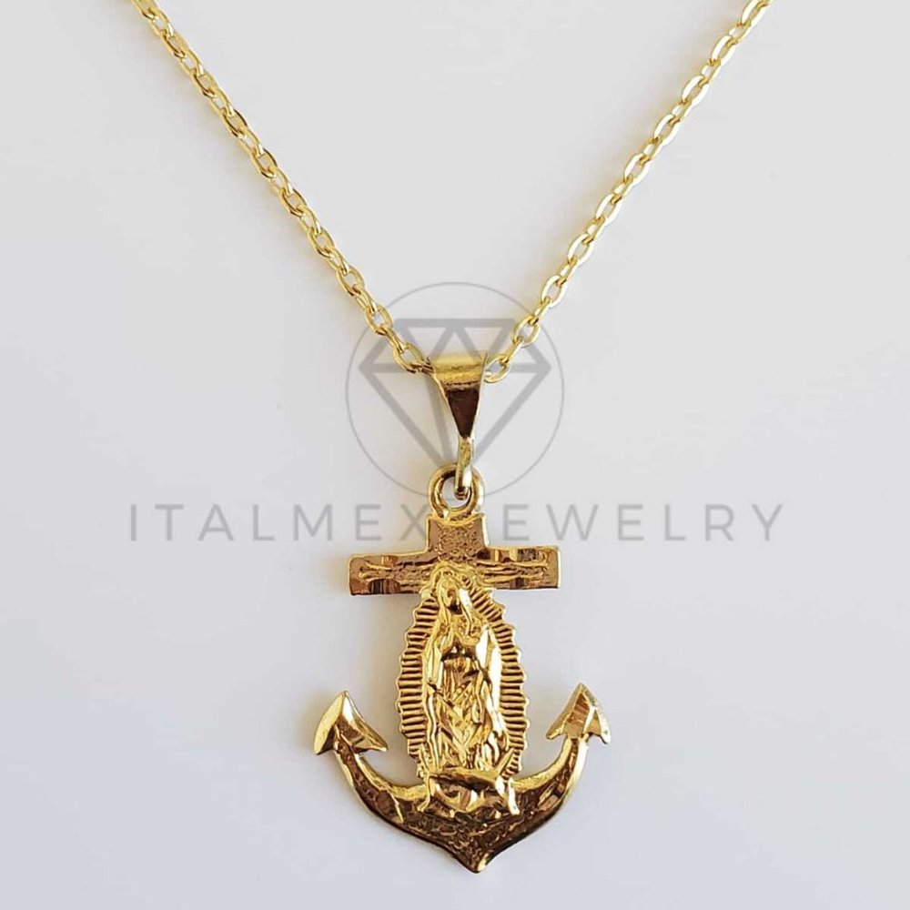 18K Gold Plated Virgin Anchor Pendant & 22" Chain